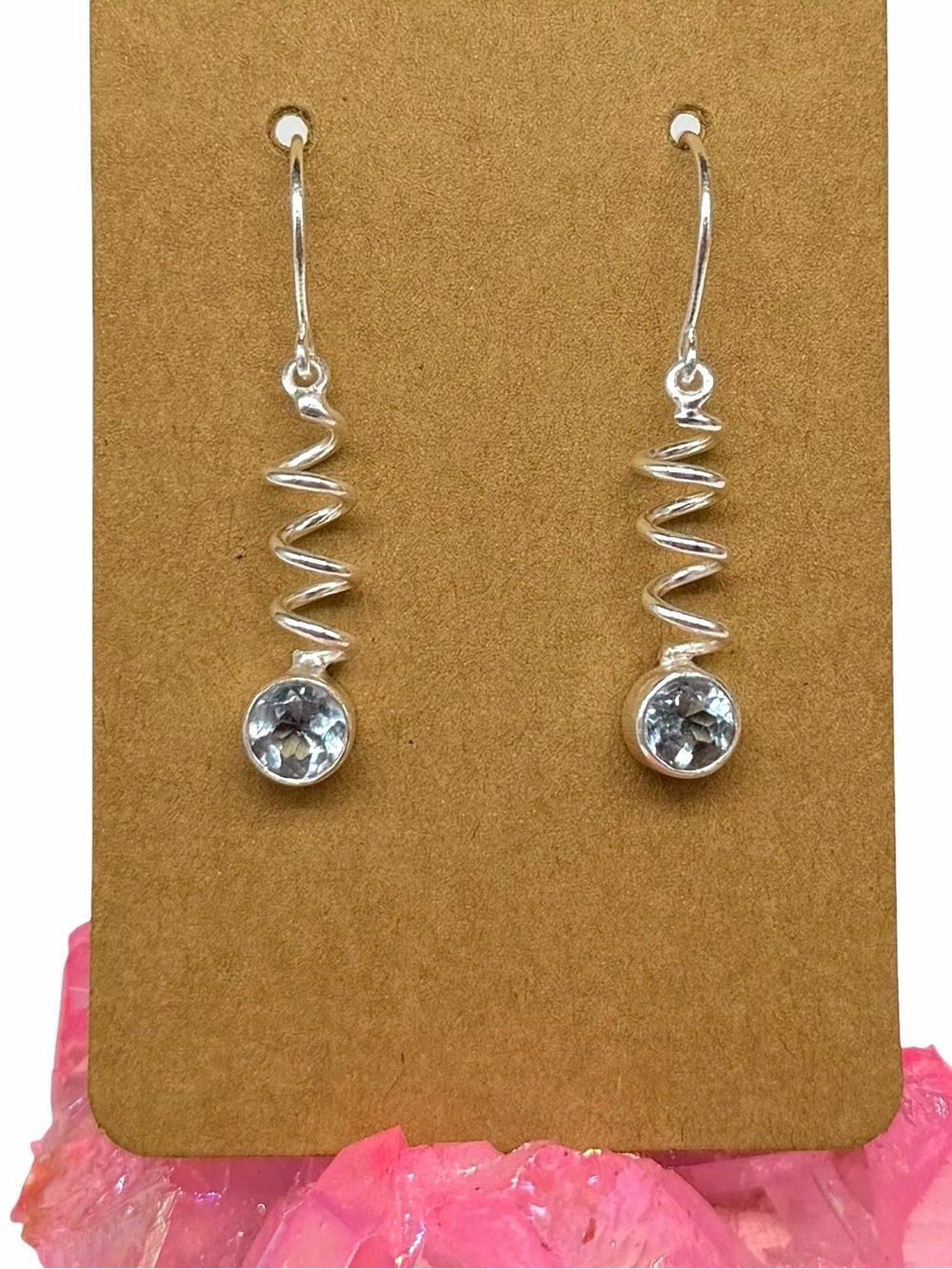 Blue Topaz Earrings 925 Sterling Silver Plated